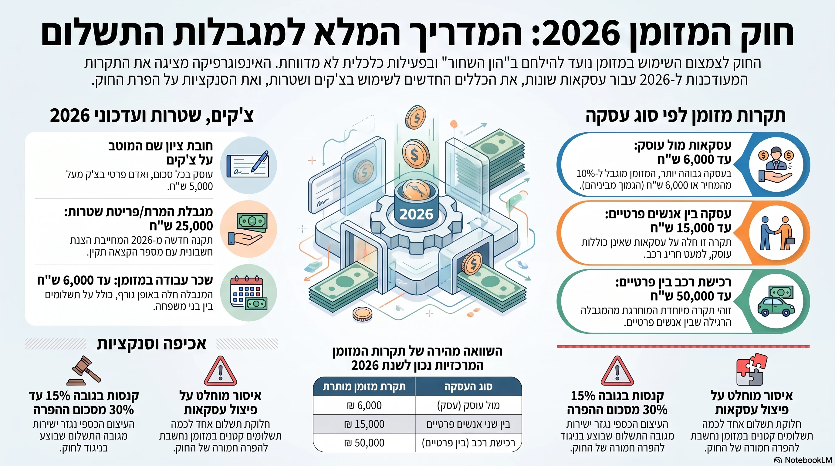 החוק לצמצום השימוש במזומן – מה כל עסק ואדם פרטי חייבים לדעת (מעודכן ל-2026)